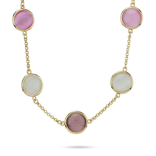 Collana Boccadamo Mediterranea Crisette Bronzo Pvd Oro Cristalli Cabochon