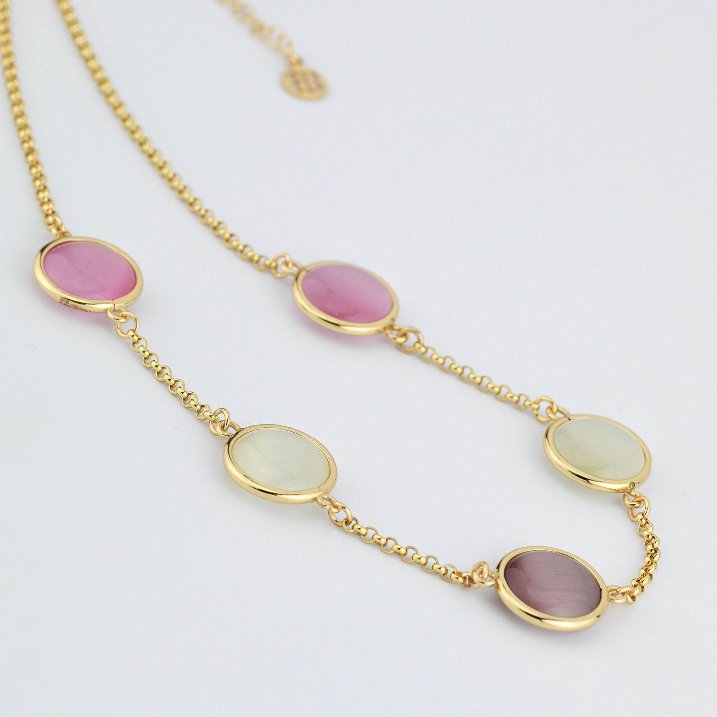 Collana Boccadamo Mediterranea Crisette Bronzo Pvd Oro Cristalli Cabochon