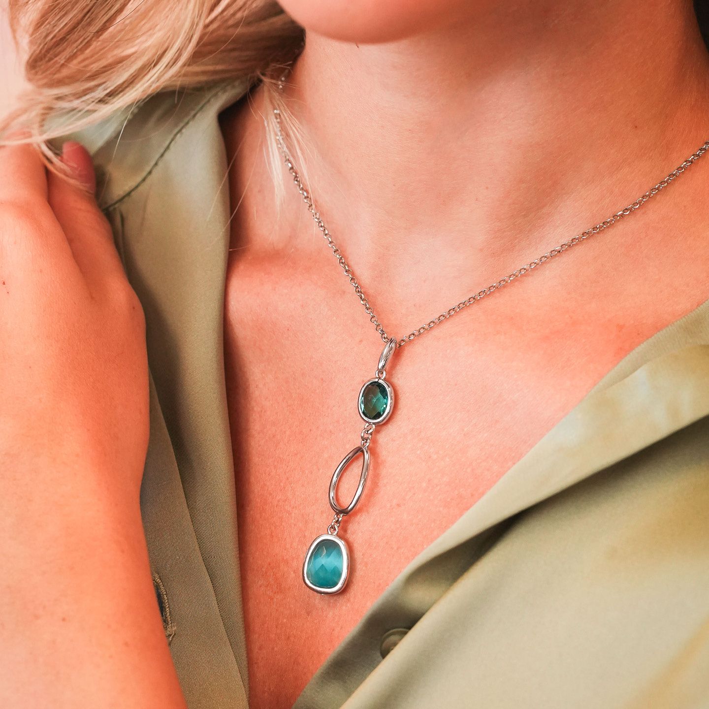 Collana Boccadamo Mediterranea Crisette Bronzo Rodiato e Pendente con Cristalli