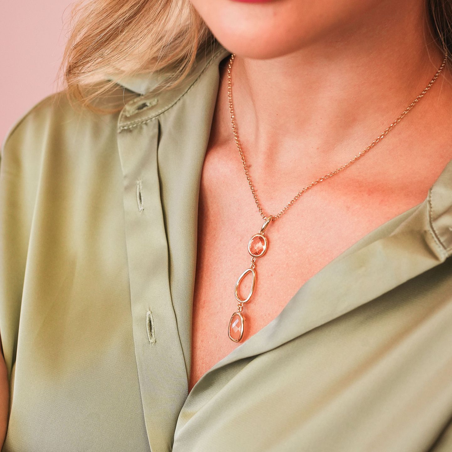 Collana Boccadamo Mediterranea Crisette Bronzo Pvd Oro Pendente Cristalli
