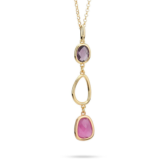 Collana Boccadamo Mediterranea Crisette Bronzo Pvd Oro Pendente con Cristalli