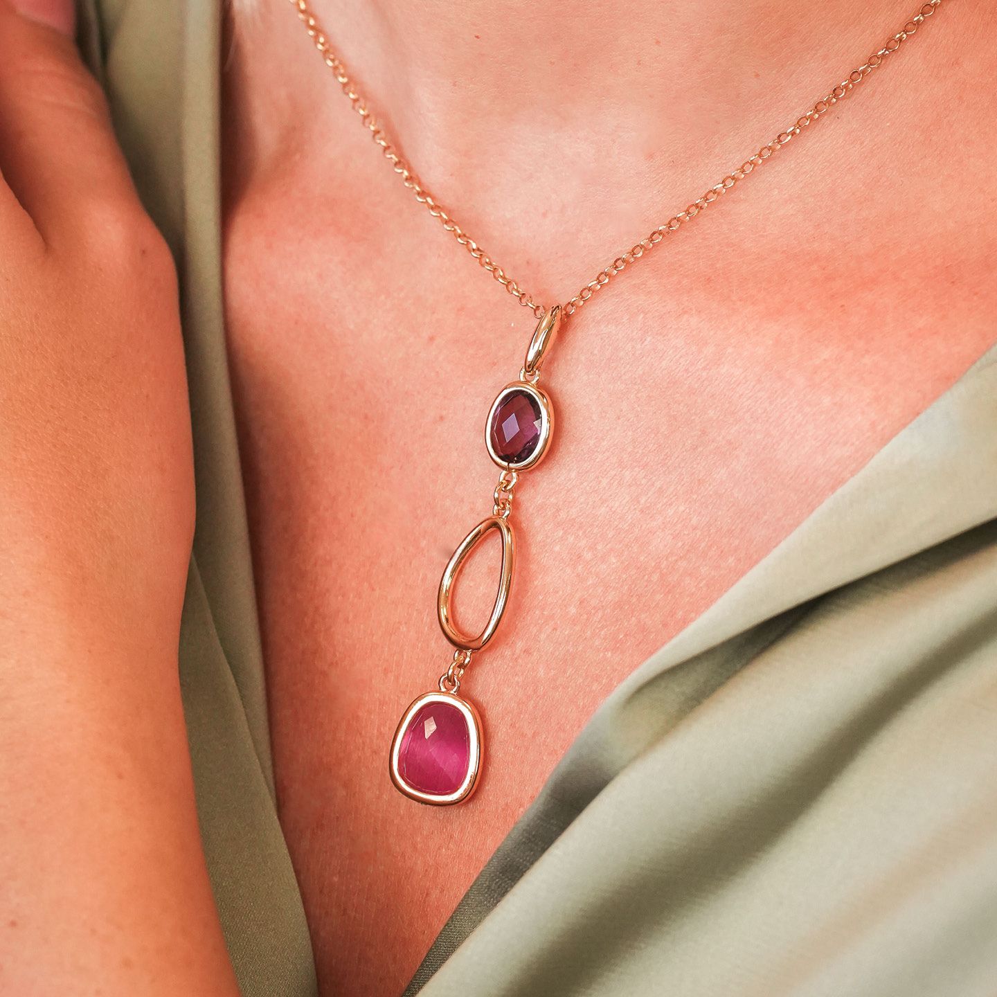 Collana Boccadamo Mediterranea Crisette Bronzo Pvd Oro Pendente con Cristalli