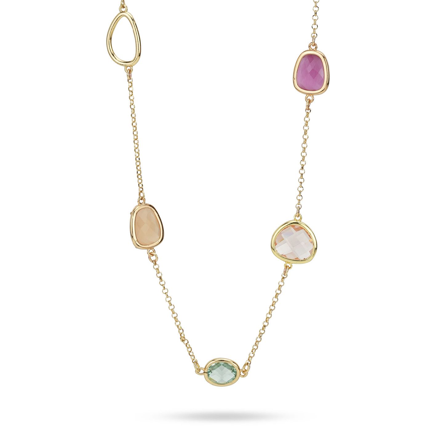 Collana Lunga Boccadamo Mediterranea Crisette Bronzo Pvd Oro e Cristalli