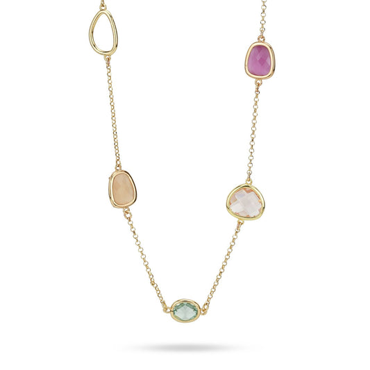 Collana Lunga Boccadamo Mediterranea Crisette Bronzo Pvd Oro e Cristalli