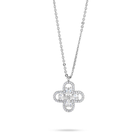 Collana Boccadamo Mediterranea Nexma Bronzo Rodiato Pendente Fiore con Cristalli