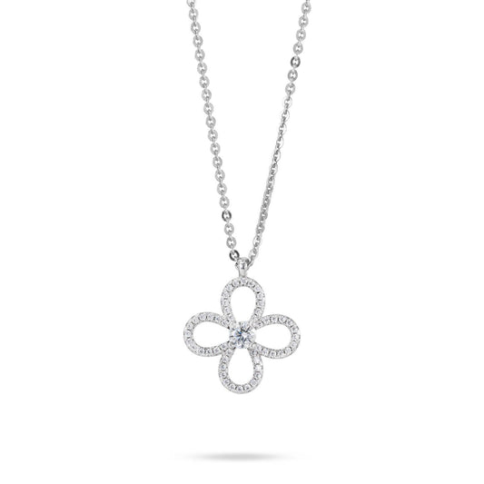 Collana Boccadamo Mediterranea Nexma Bronzo Rodiato Pendente Fiore con Cristalli