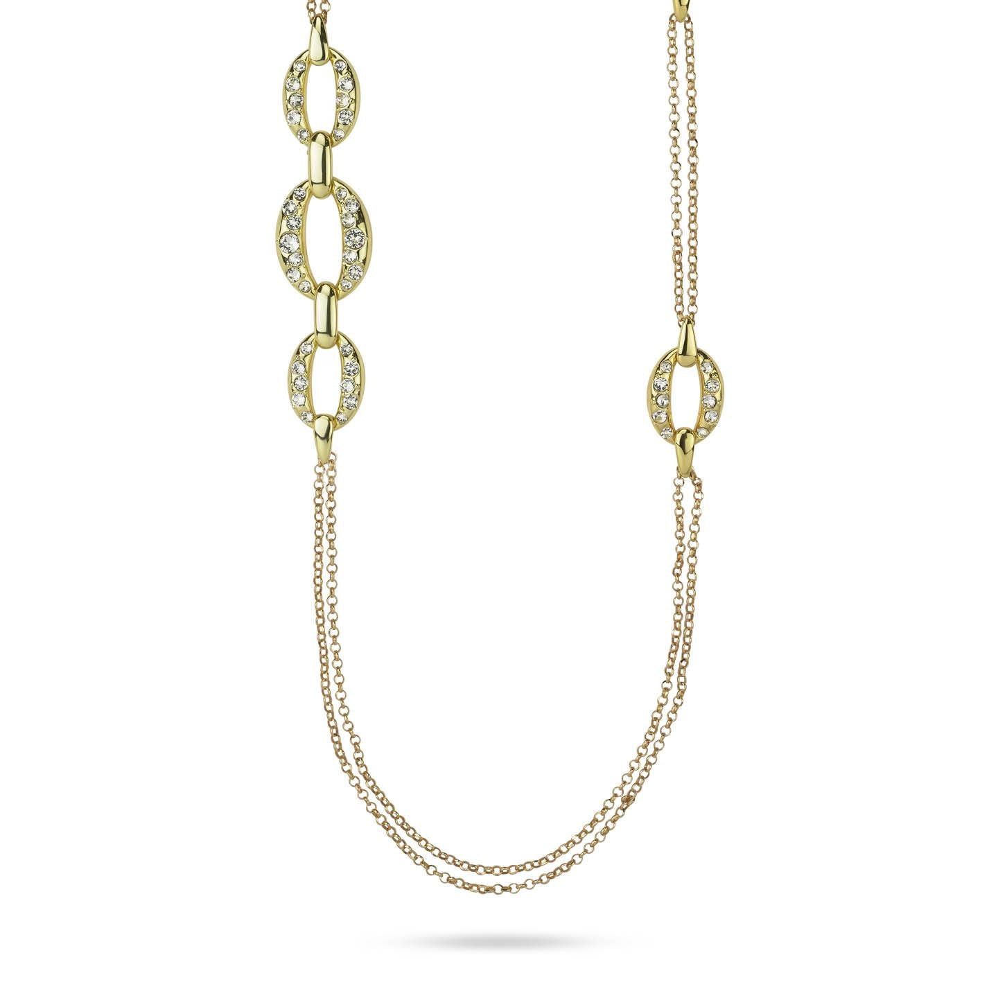 Collana Lunga 2 Fili Boccadamo Mediterranea Harem Bronzo Pvd Oro con Cristalli
