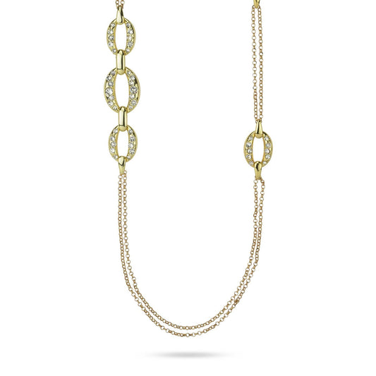 Collana Lunga 2 Fili Boccadamo Mediterranea Harem Bronzo Pvd Oro con Cristalli