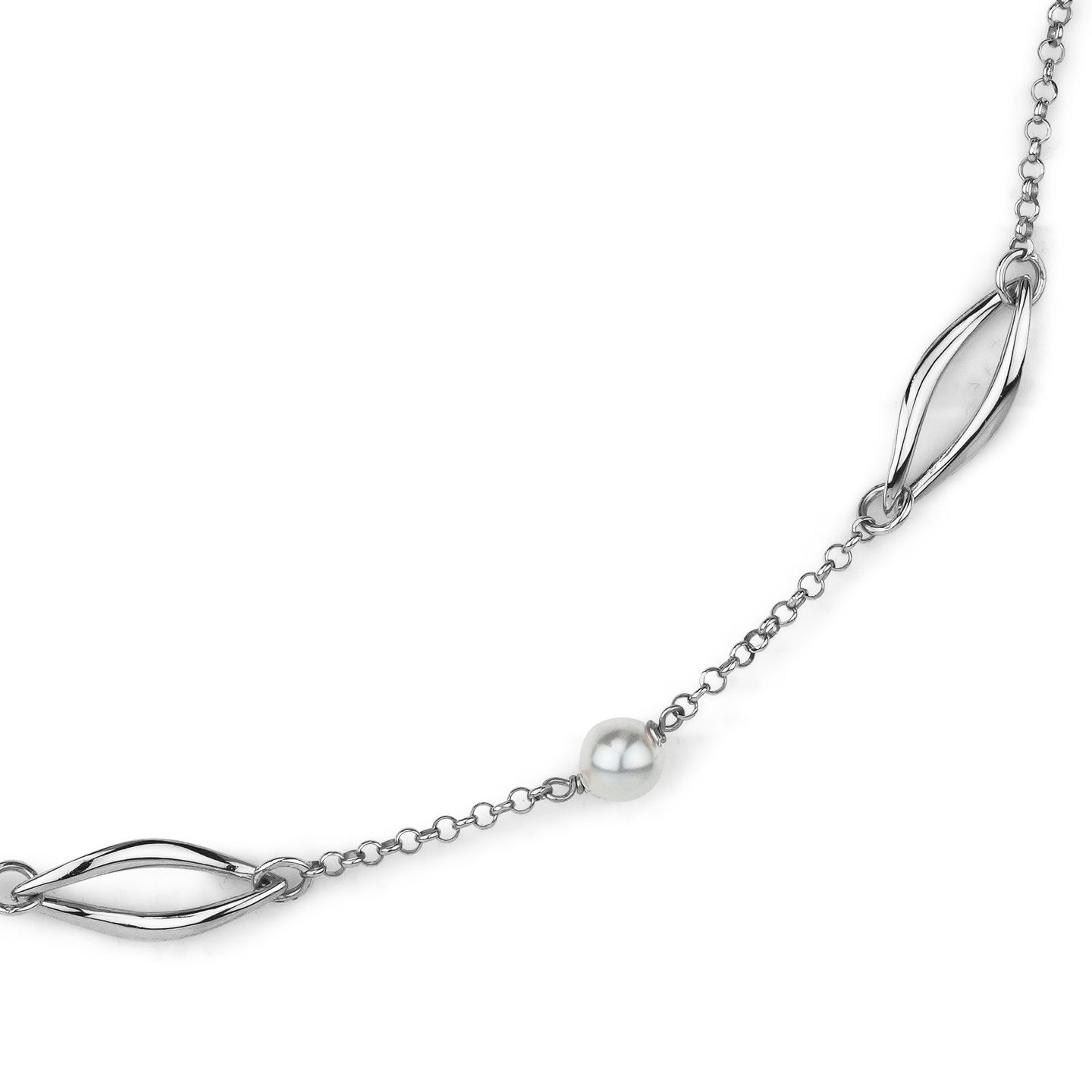Collana Girocollo Boccadamo Mediterranea Crisette Bronzo Rodiato Maglia Rolò con Perle