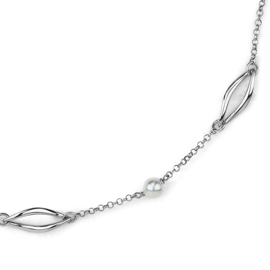 Collana Girocollo Boccadamo Mediterranea Crisette Bronzo Rodiato Maglia Rolò con Perle
