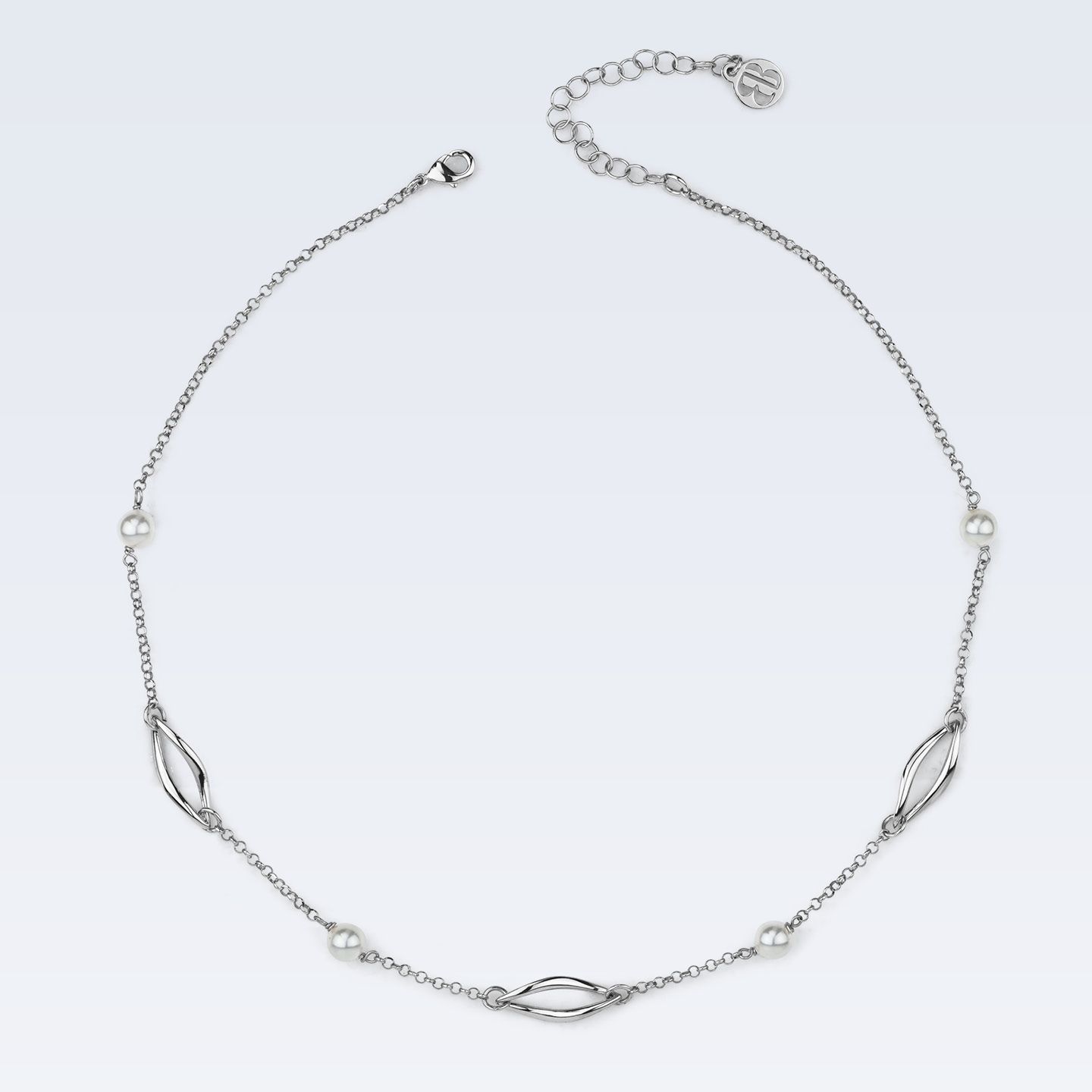 Collana Girocollo Boccadamo Mediterranea Crisette Bronzo Rodiato Maglia Rolò con Perle