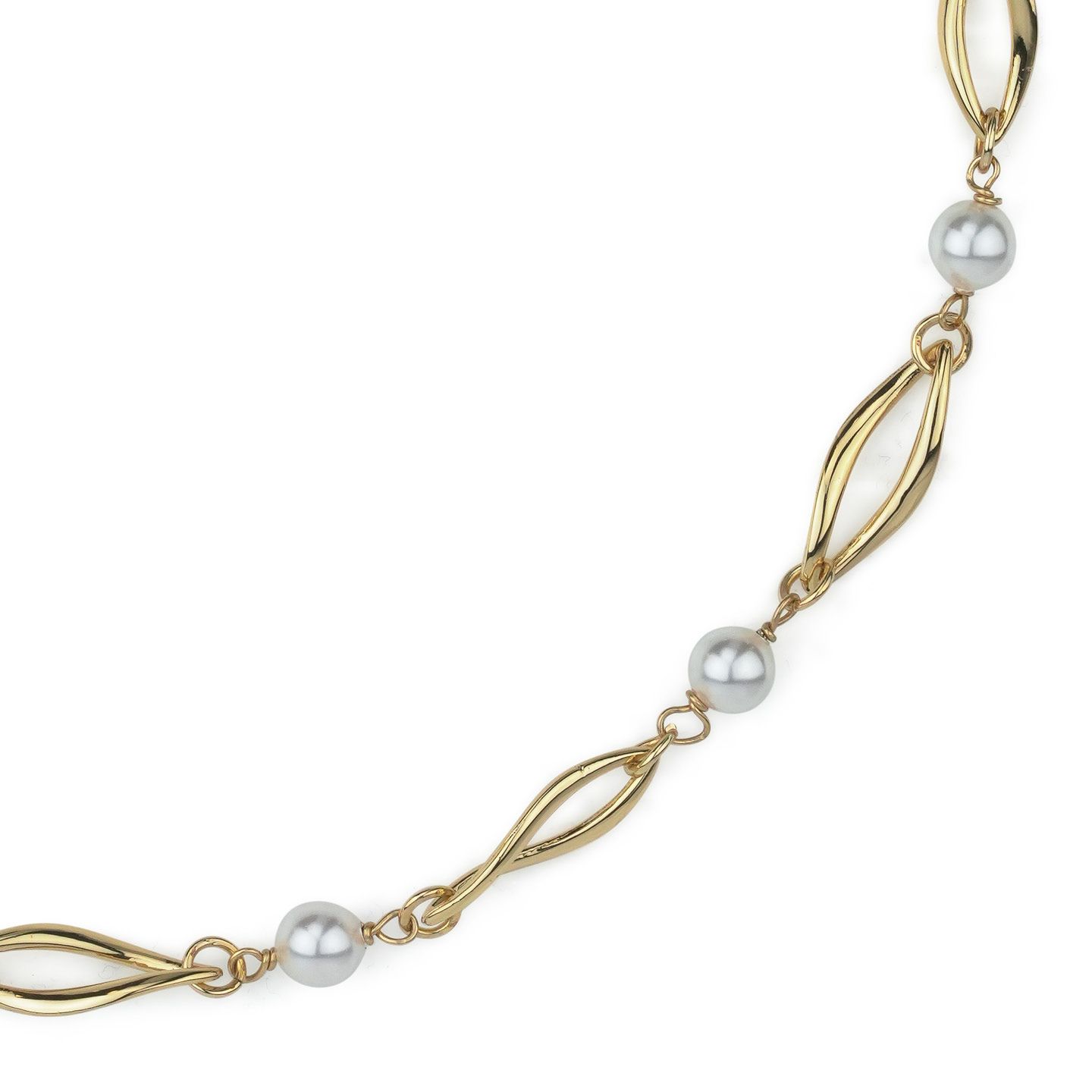 Collana Girocollo Boccadamo Mediterranea Crisette Bronzo Pvd Oro con Perle