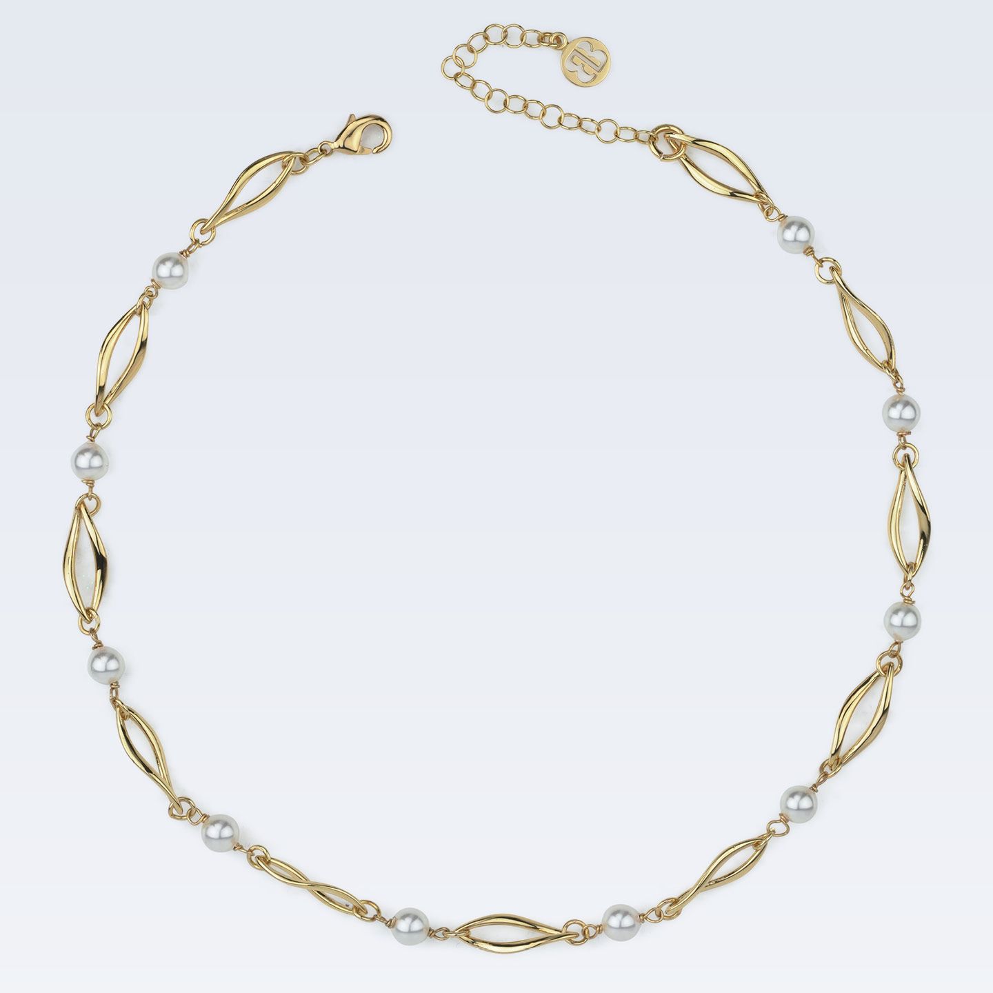Collana Girocollo Boccadamo Mediterranea Crisette Bronzo Pvd Oro con Perle