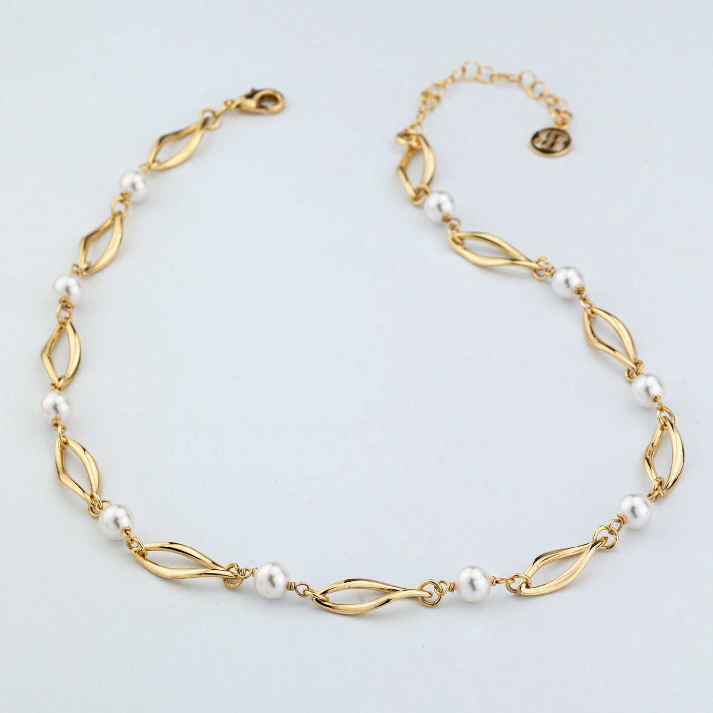 Collana Girocollo Boccadamo Mediterranea Crisette Bronzo Pvd Oro con Perle