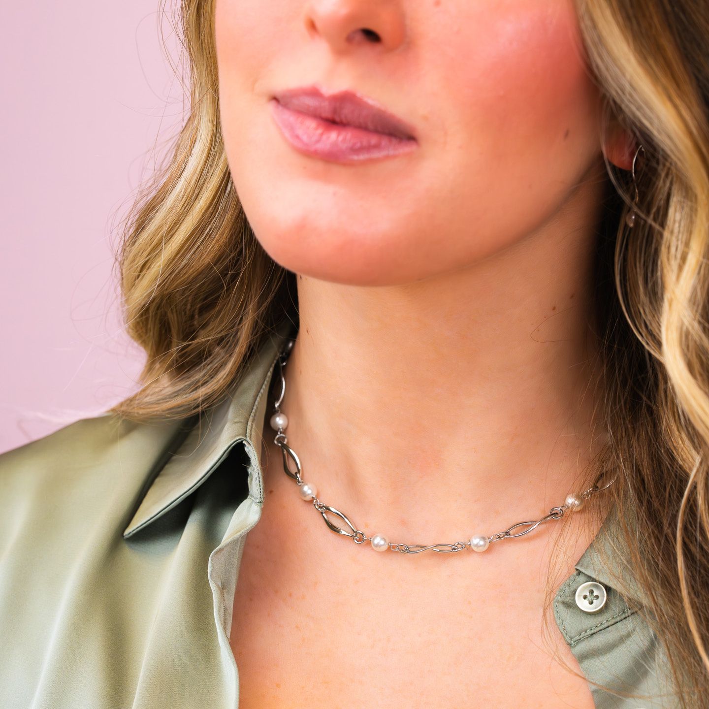 Collana Girocollo Boccadamo Mediterranea Crisette Bronzo Rodiato e Perle