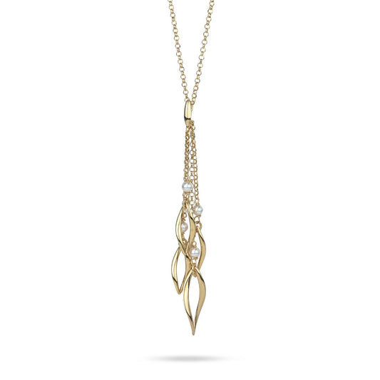 Collana Boccadamo Mediterranea Crisette Bronzo Pvd Oro Maglia Rolò Pendente a Grappolo
