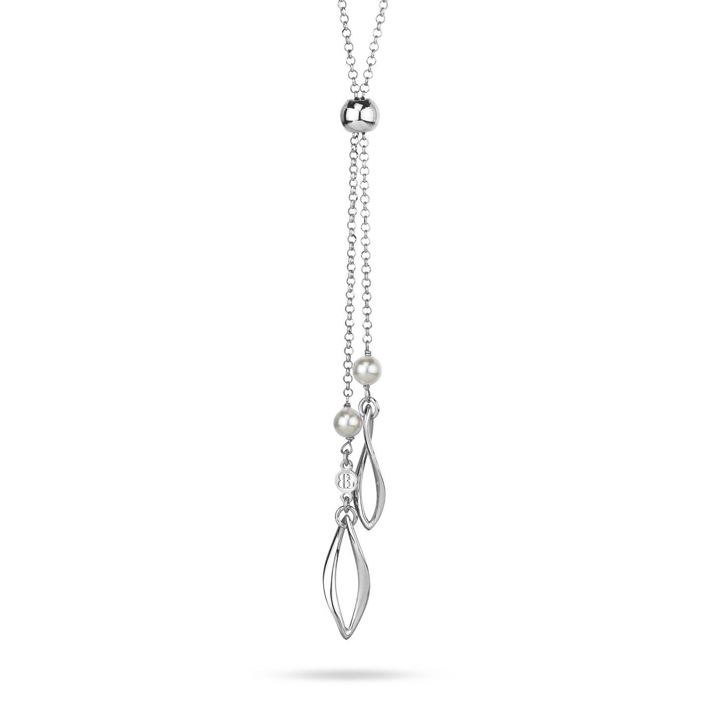 Collana Boccadamo Mediterranea Crisette Bronzo Rodiato Maglia Rolò Pendente Saliscendi e Perle