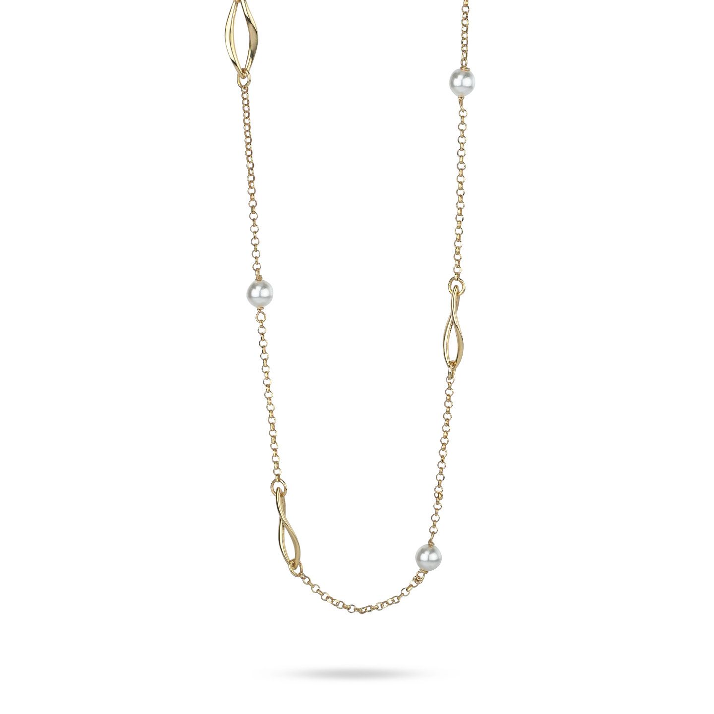 Collana Lunga Boccadamo Mediterranea Crisette Bronzo Pvd Oro e Perle