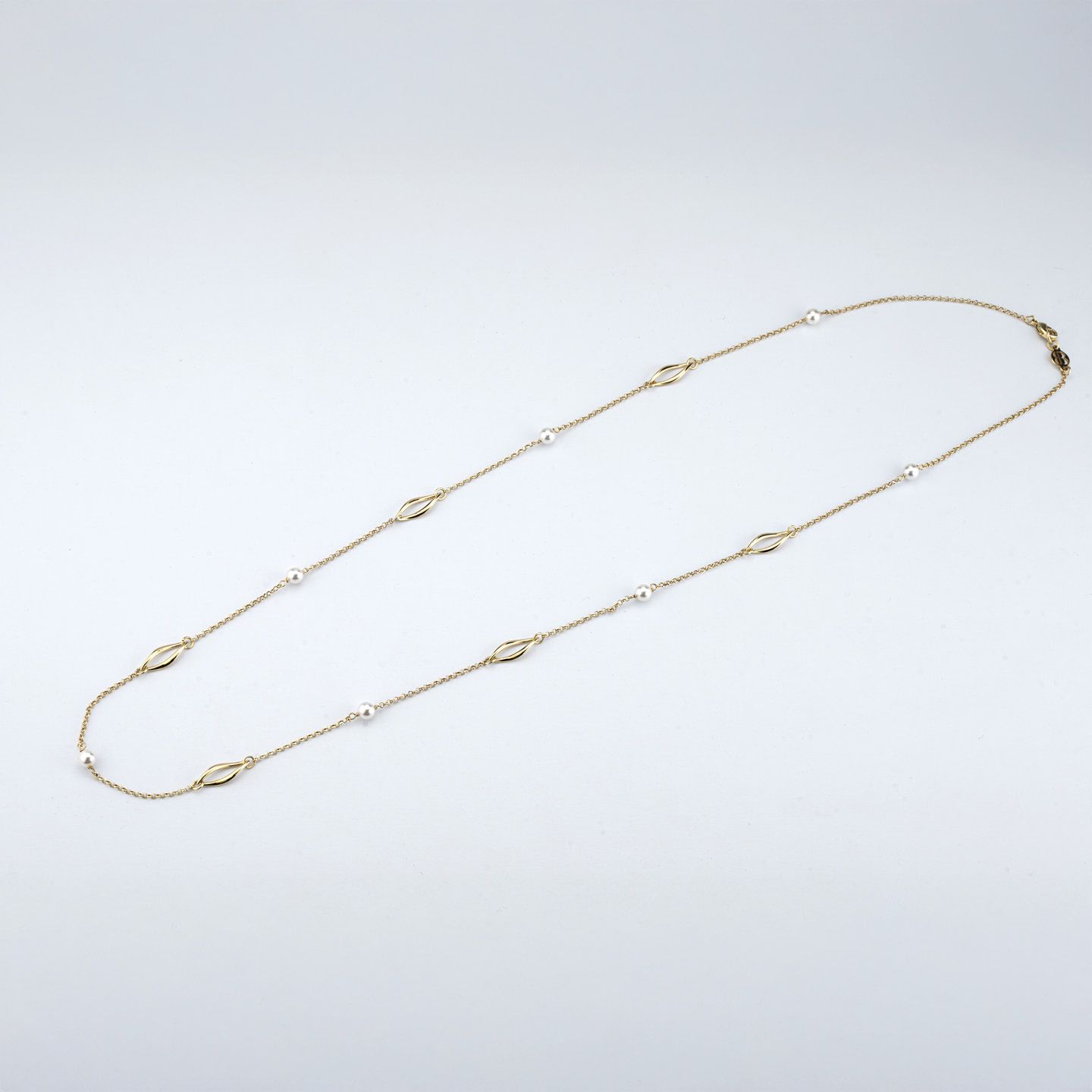 Collana Lunga Boccadamo Mediterranea Crisette Bronzo Pvd Oro e Perle