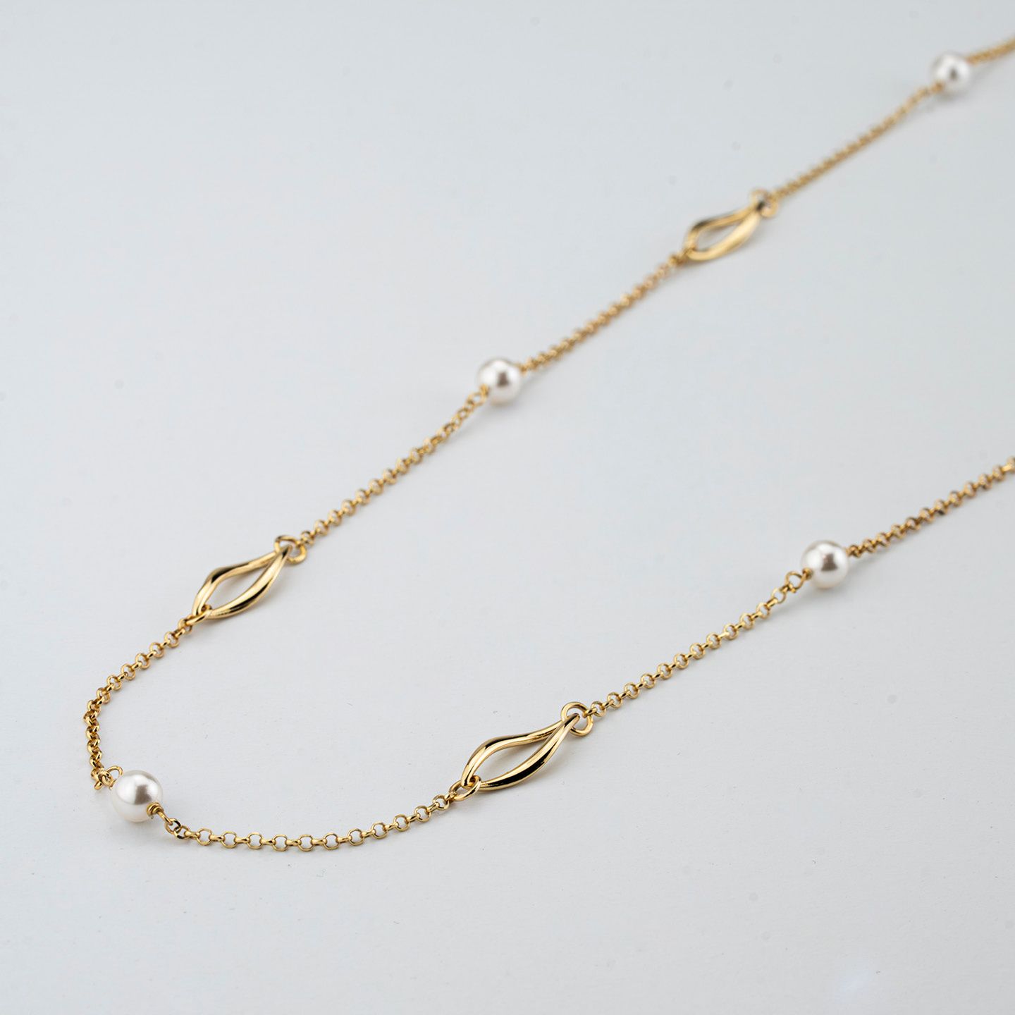 Collana Lunga Boccadamo Mediterranea Crisette Bronzo Pvd Oro e Perle
