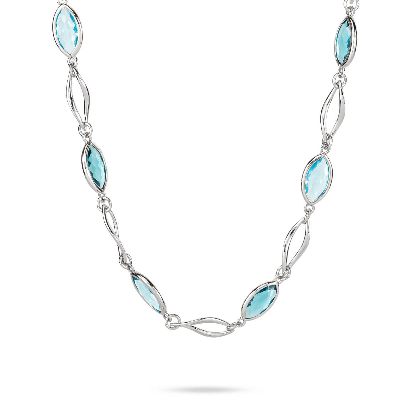 Collana Girocollo Boccadamo Mediterranea Crisette Bronzo Rodiato Cristalli Azzurri e Petrolio