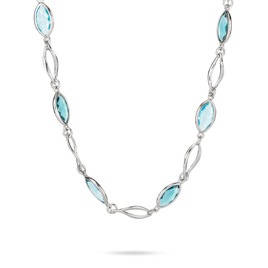 Collana Girocollo Boccadamo Mediterranea Crisette Bronzo Rodiato Cristalli Azzurri e Petrolio