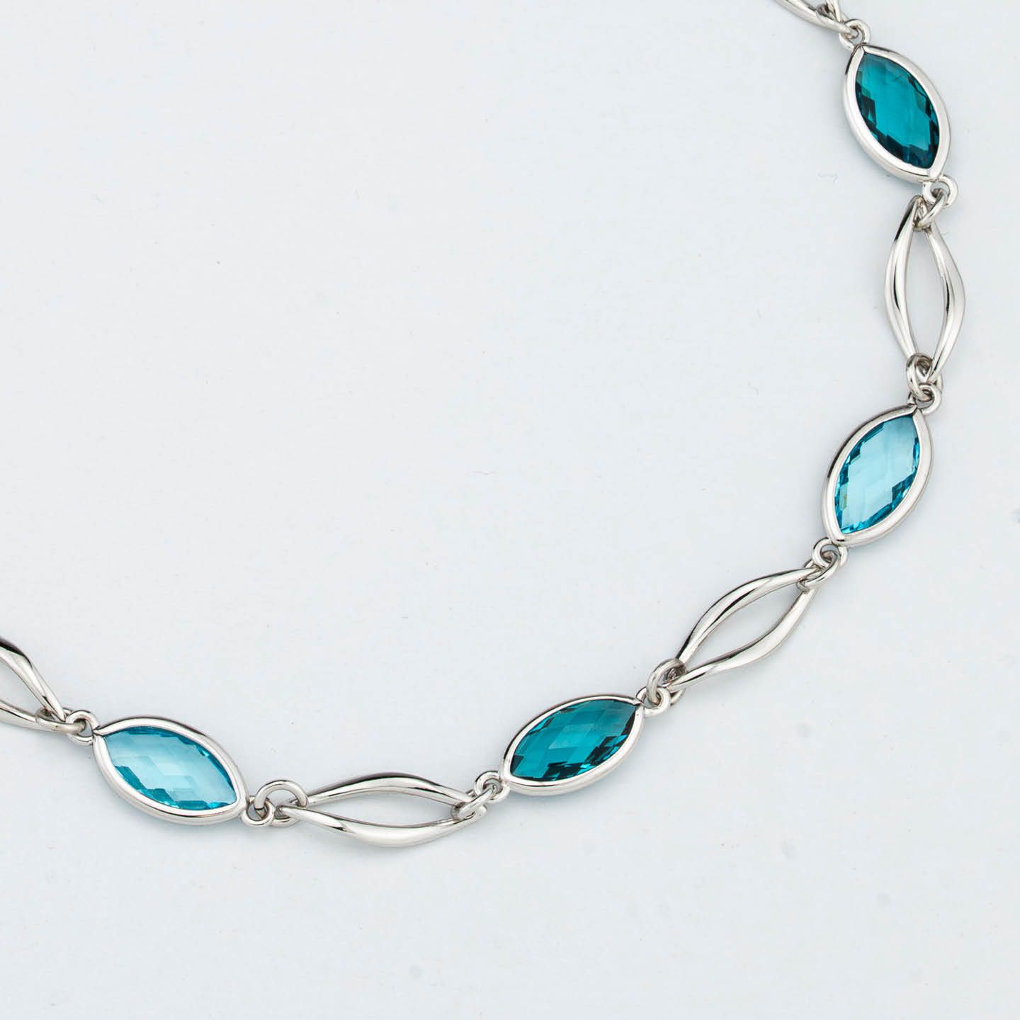 Collana Girocollo Boccadamo Mediterranea Crisette Bronzo Rodiato Cristalli Azzurri e Petrolio