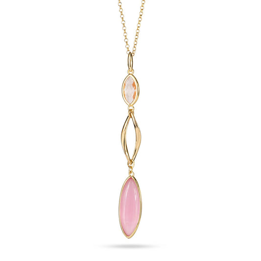 Collana Boccadamo Mediterranea Crisette Bronzo Pvd Oro Pendente Lungo con Cristallo Sfaccettato