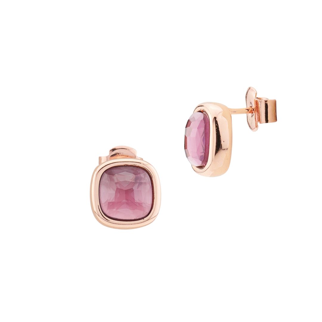 Orecchini a Lobo Boccadamo Mediterranea Crisette Bronzo Pvd Oro Rosa e Cristalli