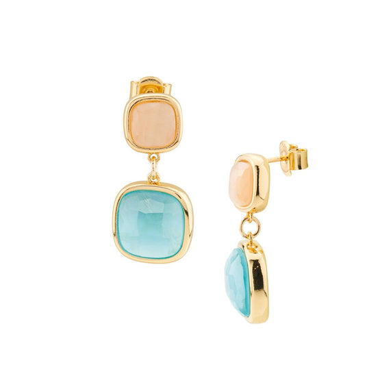 Orecchini Pendenti Boccadamo Mediterranea Crisette Bronzo Pvd Oro con Cristalli
