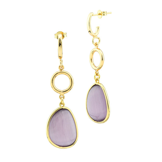 Orecchini Pendenti Boccadamo Mediterranea Crisette Bronzo Pvd Oro Cristallo Cabochon