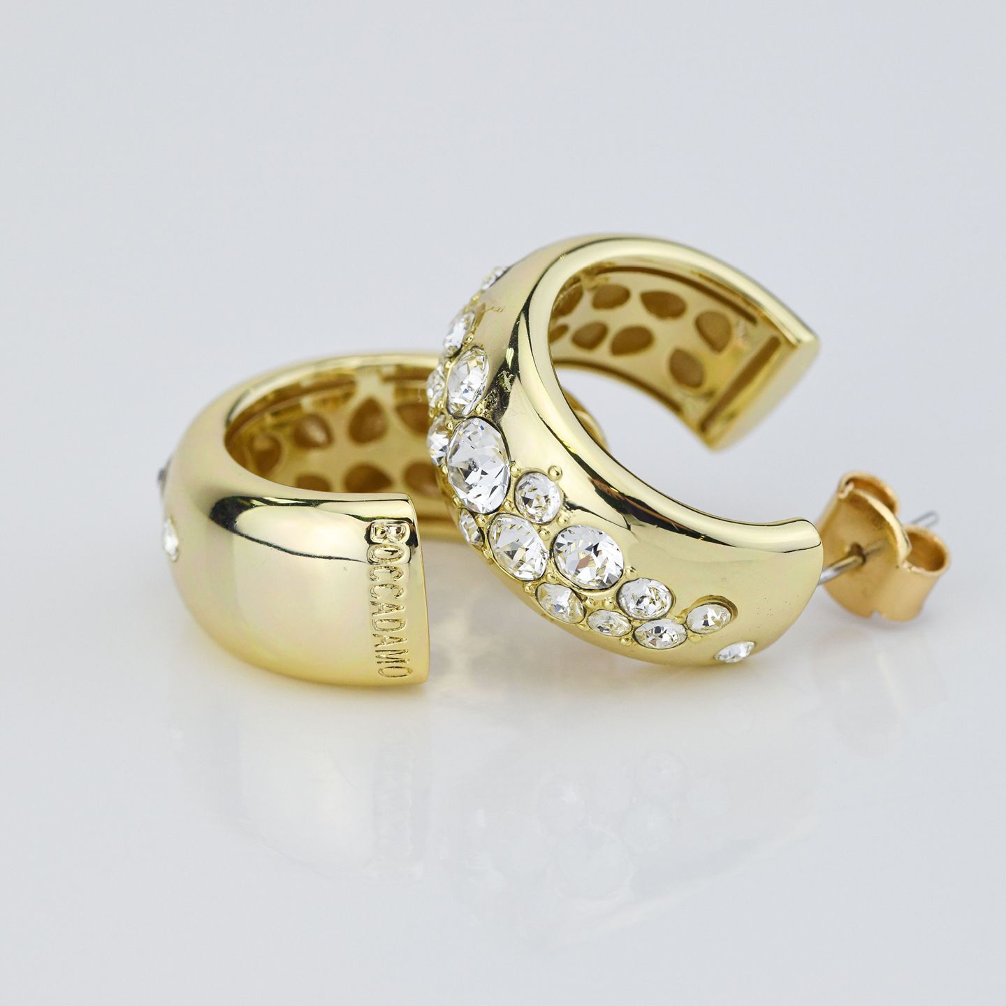 Orecchini Semiboccole Boccadamo Mediterranea Harem Bronzo Pvd Oro Cristalli