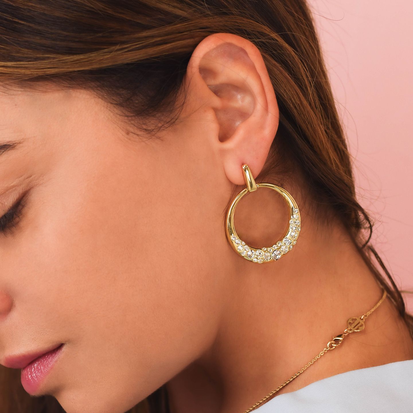 Orecchini Pendenti Boccadamo Mediterranea Harem Bronzo Pvd Oro Con Cristalli