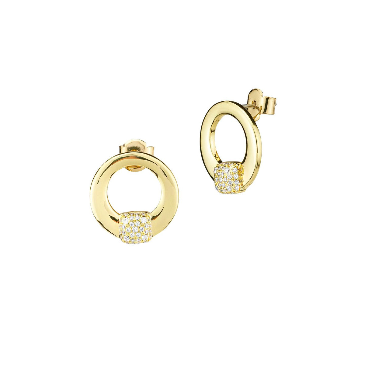 Orecchini Lobo Boccadamo Mediterranea Starry Bronzo Pvd Oro Con Pavè