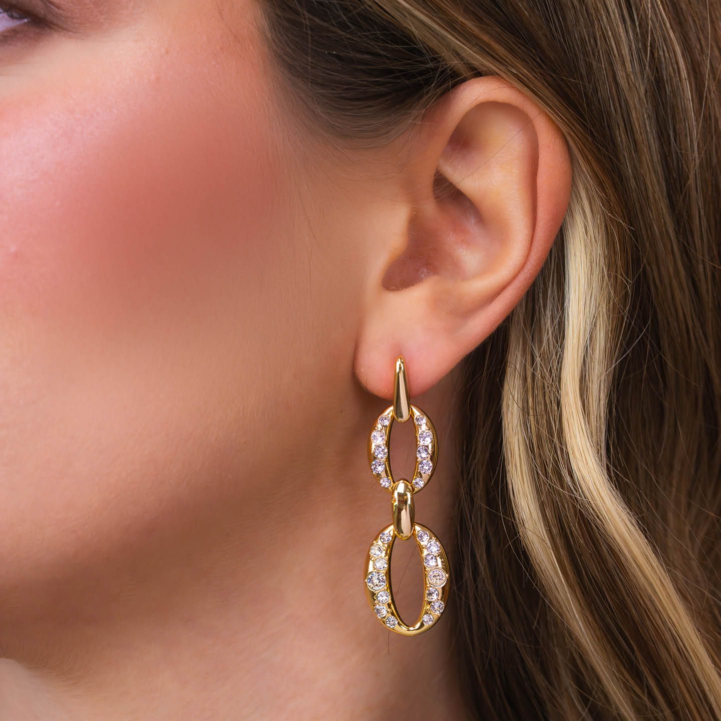 Orecchini Pendenti Boccadamo Mediterranea Harem Bronzo Pvd Oro e Cristalli