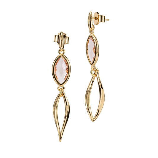 Orecchini Pendenti Boccadamo Mediterranea Crisette Bronzo Pvd Oro Cristallo Sfaccettato