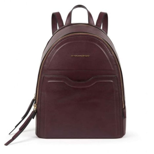 Zaini Piquadro W102 Zainetto Donna Porta Ipad In Pelle Bordeaux