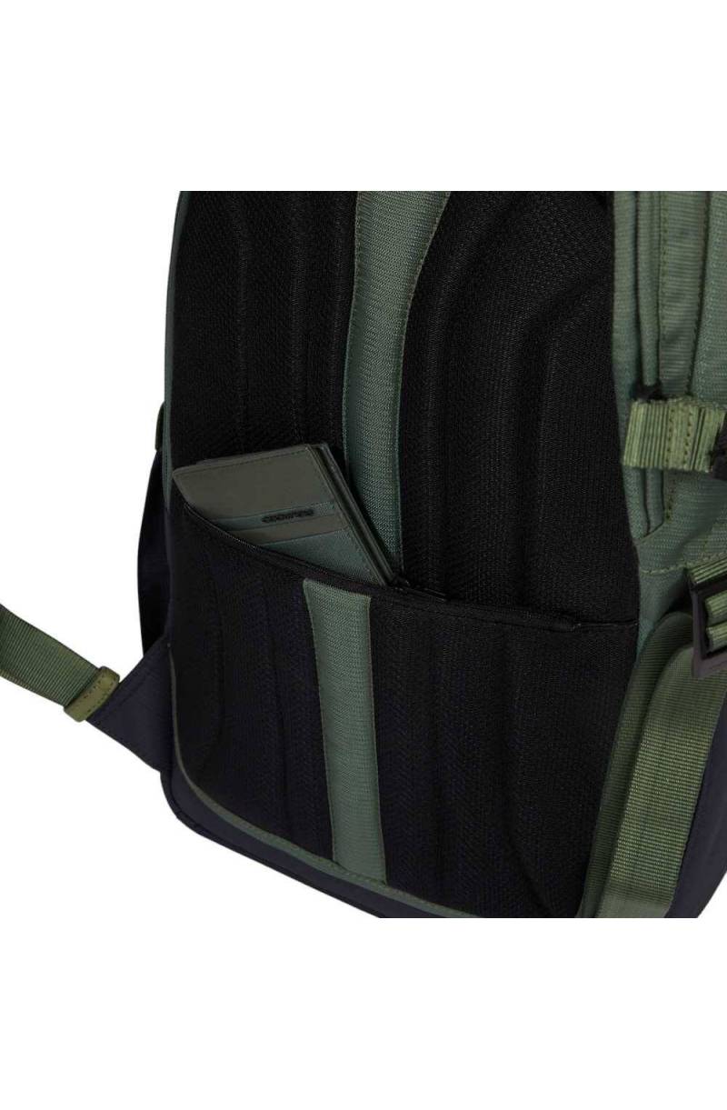 Zaini Piquadro Zaino Porta Pc Ipad In Tessuto Verde Inserti Pelle