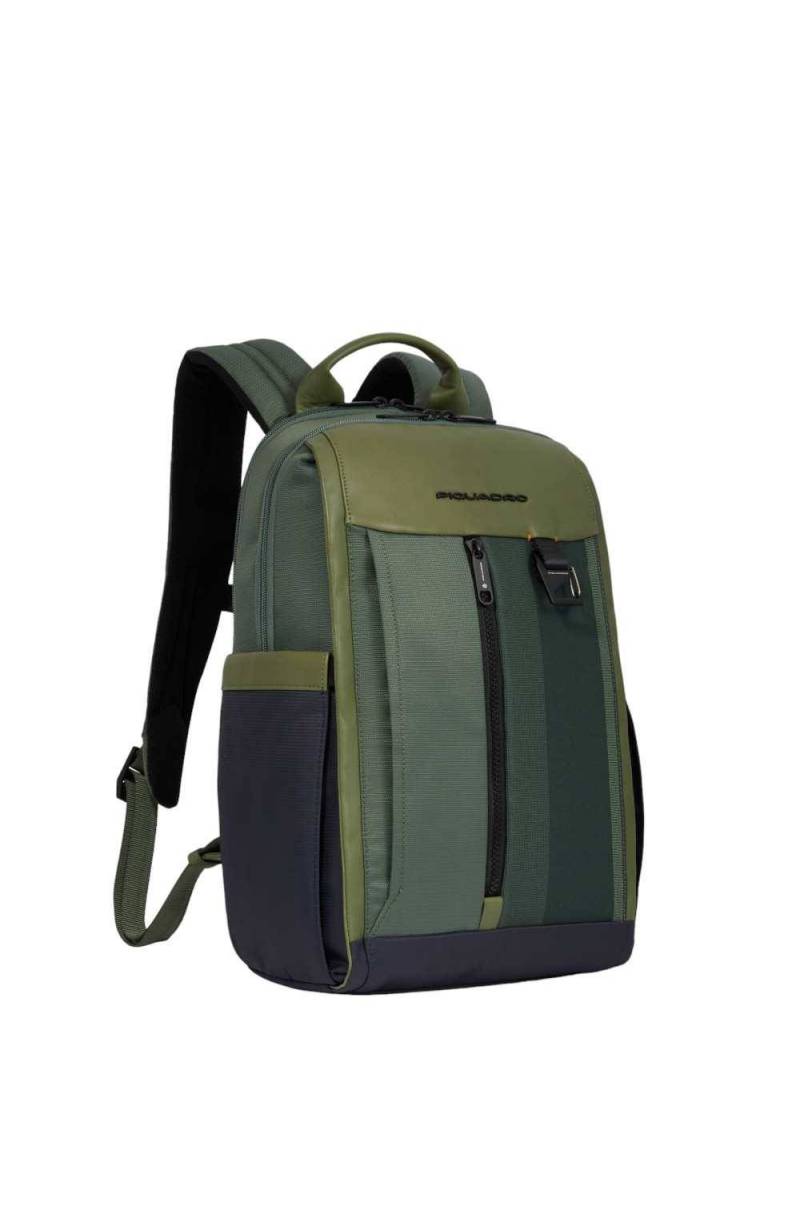 Zaini Piquadro Zaino Porta Pc Ipad In Tessuto Verde Inserti Pelle