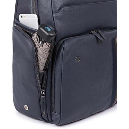 Zaini Piquadro Zaino Porta Computer Ipad In Pelle Blu