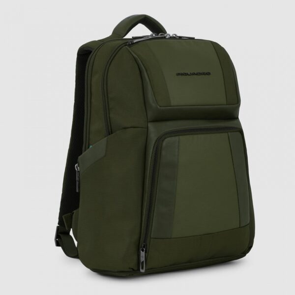 Zaini Piquadro Zaino Porta Pc Ipad In Tessuto Ed Inserti Pelle Verde