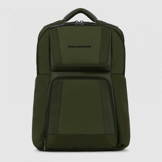 Zaini Piquadro Zaino Porta Pc Ipad In Tessuto Ed Inserti Pelle Verde