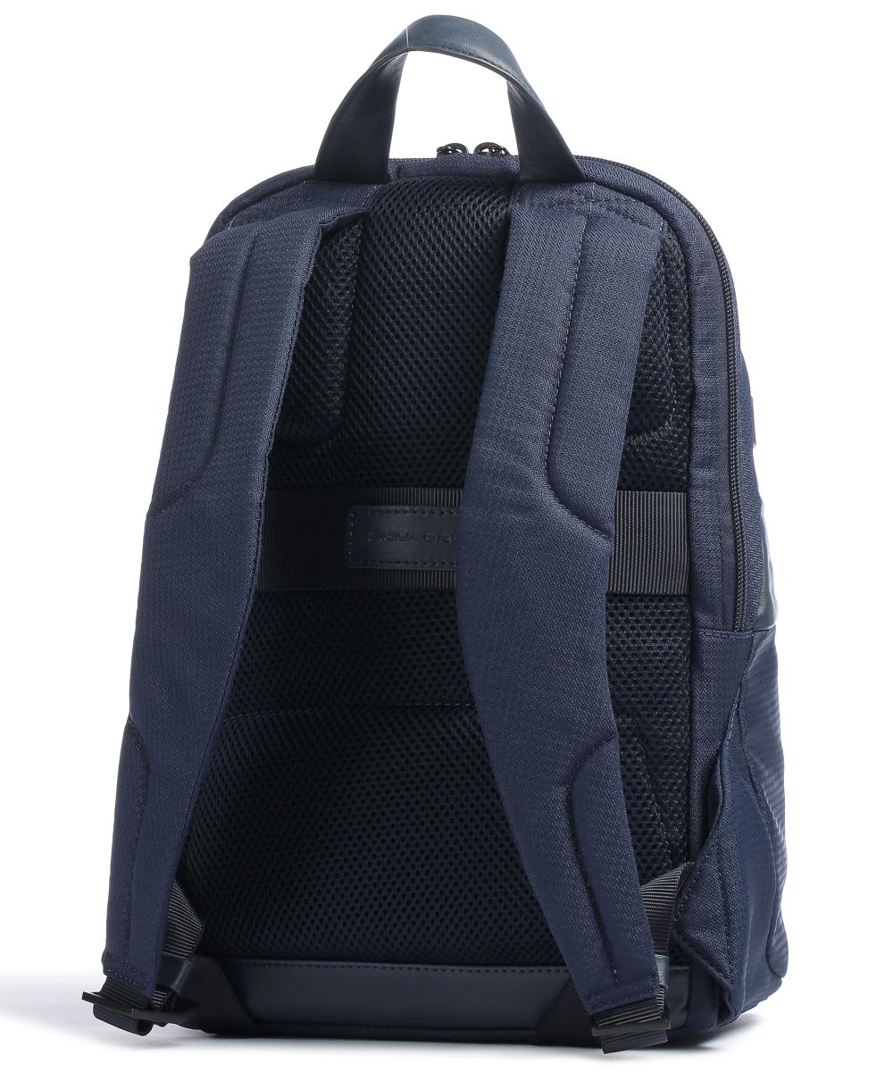 Zaini Piquadro Zaino Porta Pc Ipad In Tessuto Inserti Pelle Blu