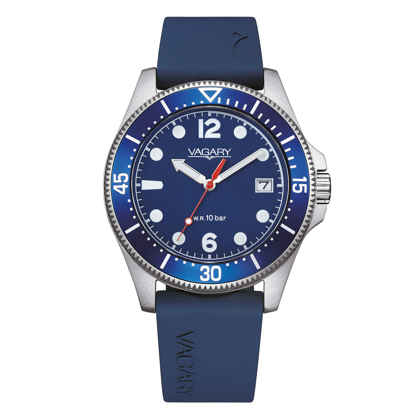 Orologio Vagary Aqua39 39 mm Acciaio Cinturino in Gomma Blu
