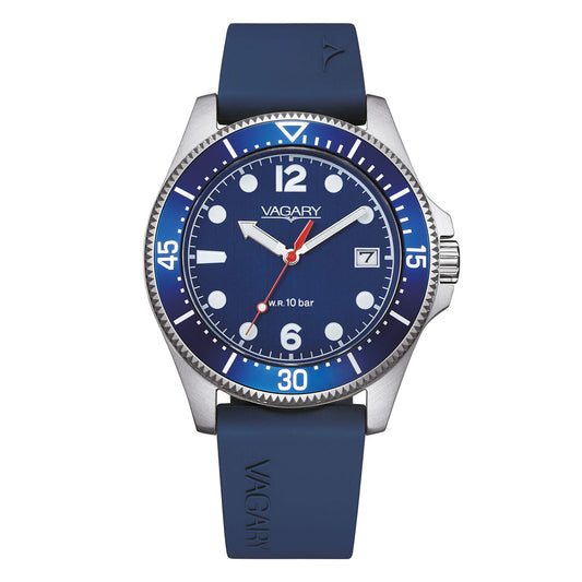 Orologio Vagary Aqua39 39 mm Acciaio Cinturino in Gomma Blu
