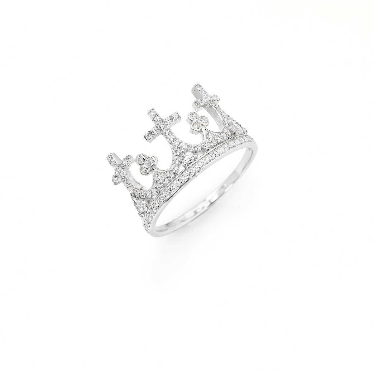 Anello Amen Corone Argento e Zirconi - Misura 12