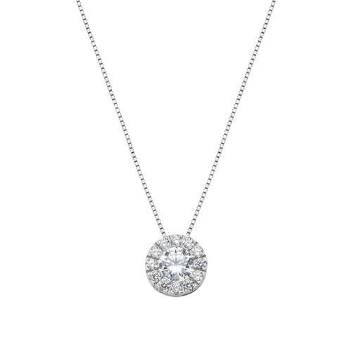 Collana Amen Diamond Royal Argento Pendente Bottoncino Zircone Contornato