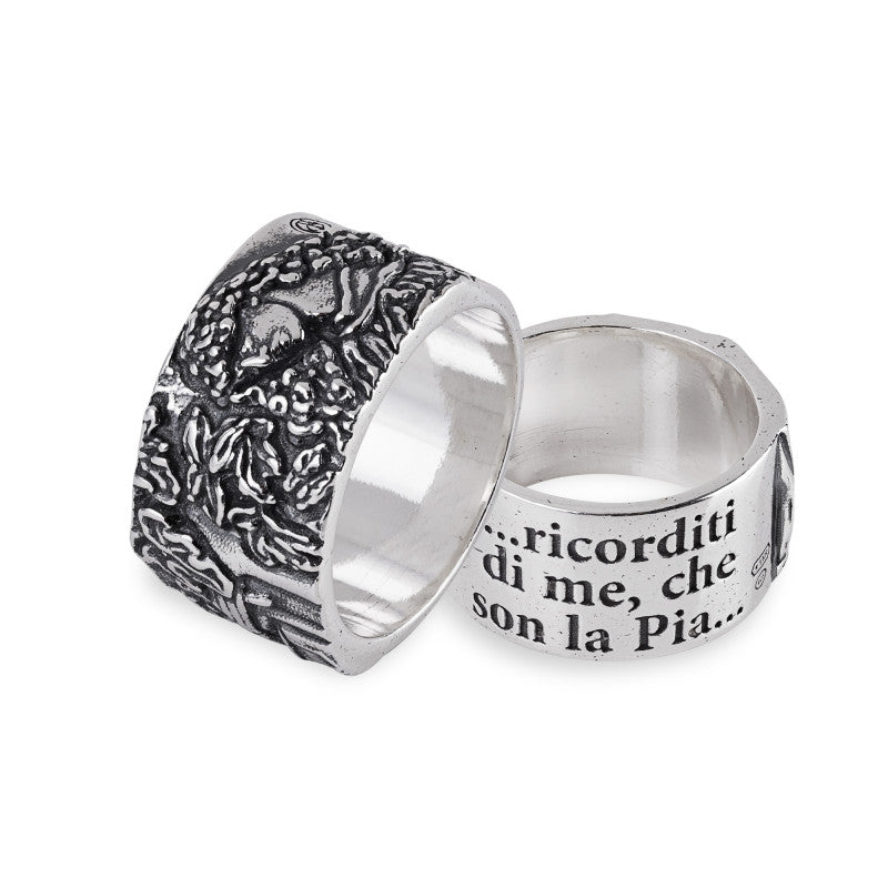 Anello A Fascia Gerardo Sacco Stil Novo In Argento Pia de' Tolomei - Misura 18