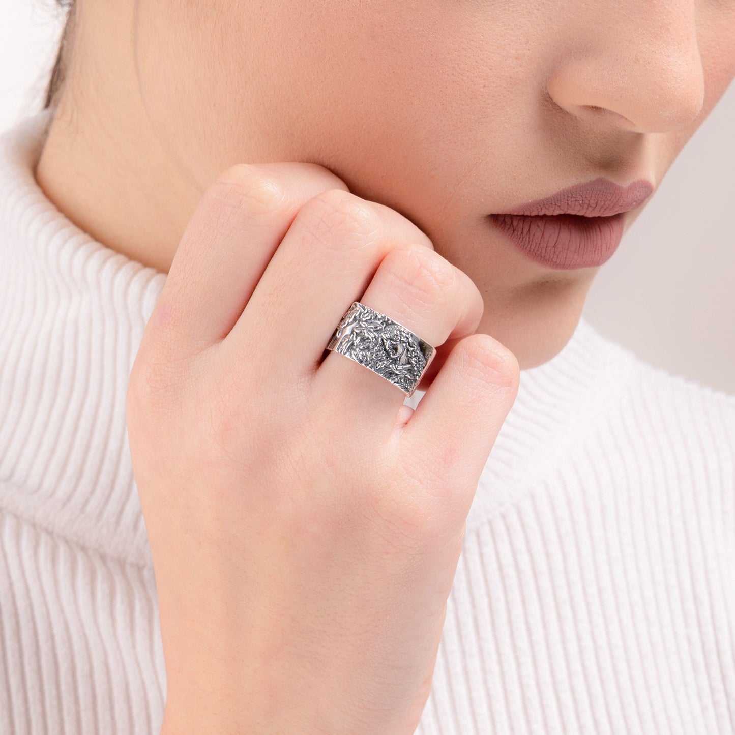 Anello A Fascia Gerardo Sacco Stil Novo In Argento Pia de' Tolomei - Misura 18