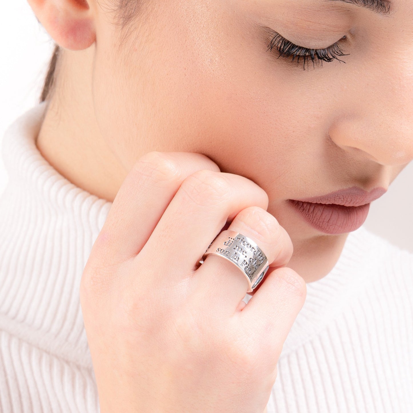 Anello A Fascia Gerardo Sacco Stil Novo In Argento Pia de' Tolomei - Misura 18